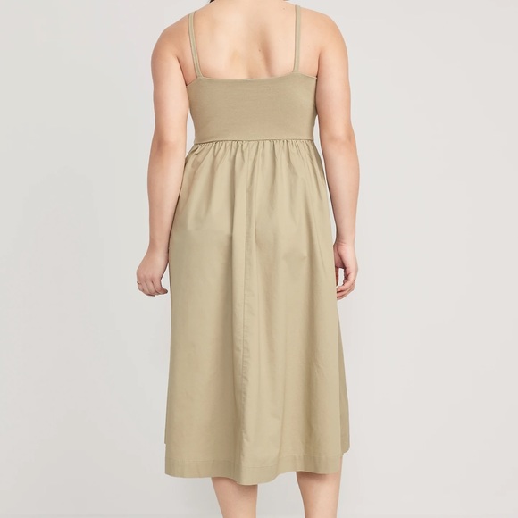 NWT OLD NAVY Fit & Flare Combination Midi Cami Dress Color: Birch Leaf - Picture 5 of 9